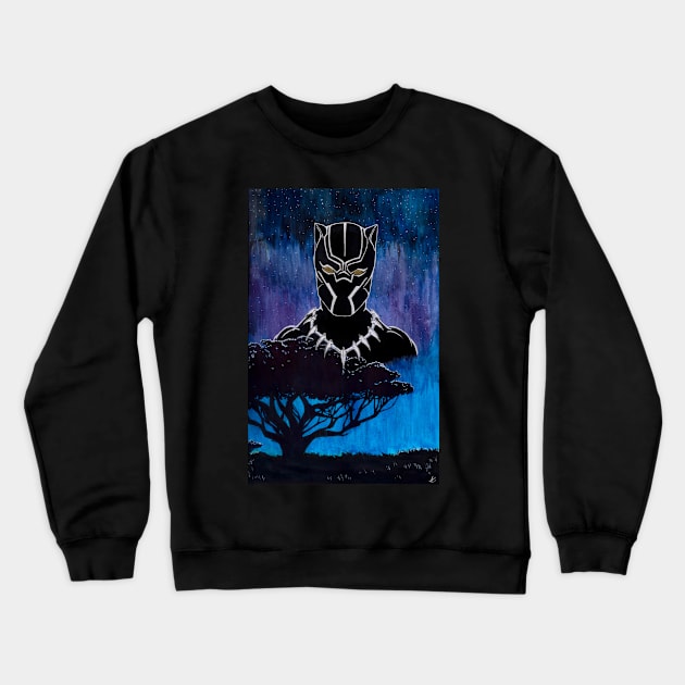 Black Panther Spirit World Crewneck Sweatshirt by AnalogArtByAdam